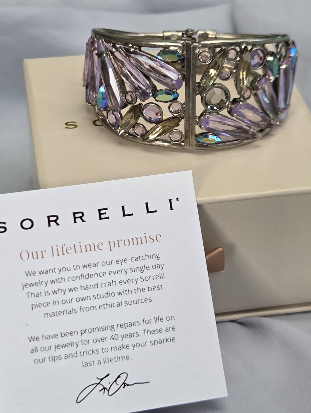 HTF Sorrelli Lavender and Iridescent Crystal Statement Cuff